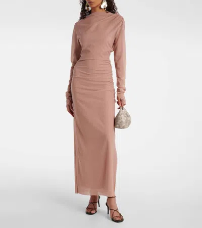 Sir Ruby Draped Sheer Maxi Dress