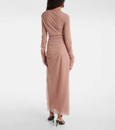 Sir Ruby Draped Sheer Maxi Dress