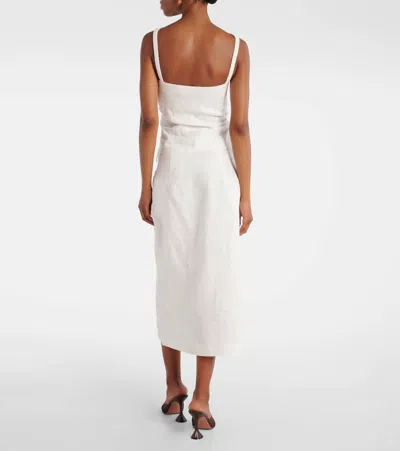Sir Alessandra Gathered Bead-embellished Embroidered Linen Camisole In White