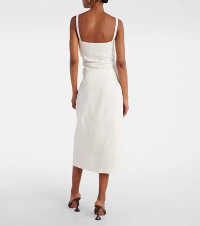Sir Alessandra Embroidered Linen Midi Skirt