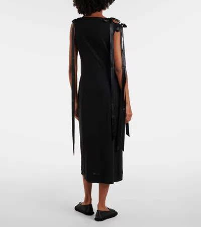 Simone Rocha Bow-detail Jersey Midi Dress In Black