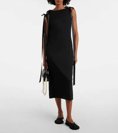 Simone Rocha Bow-detail Jersey Midi Dress In Black
