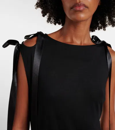 Simone Rocha Bow-detail Jersey Midi Dress In Black