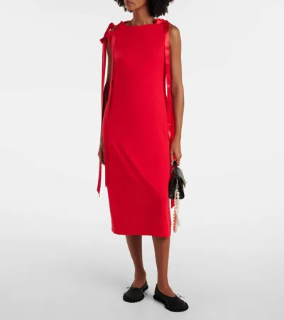 Simone Rocha Bow-detail Jersey Midi Dress In Red