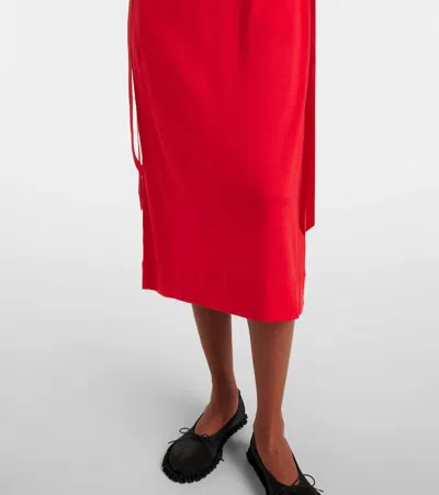Simone Rocha Bow-detail Jersey Midi Dress In Red