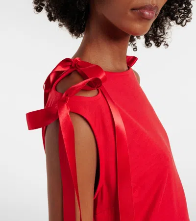 Simone Rocha Bow-detail Jersey Midi Dress In Red