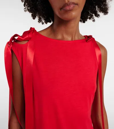 Simone Rocha Bow-detail Jersey Midi Dress In Red