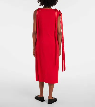 Simone Rocha Bow-detail Jersey Midi Dress In Red