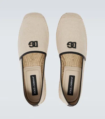 Dolce & Gabbana Dg Leather-trimmed Espadrille Sandals