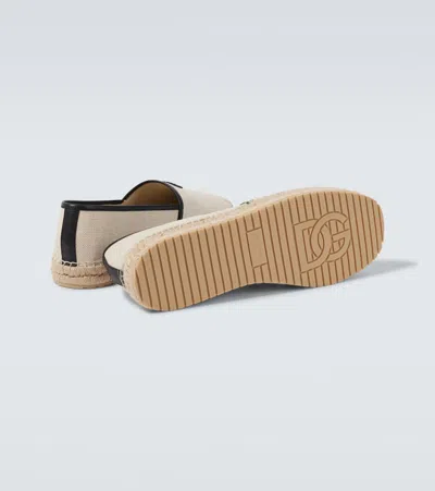 Dolce & Gabbana Dg Leather-trimmed Espadrille Sandals