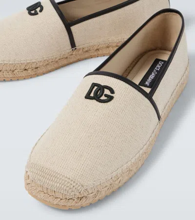 Dolce & Gabbana Dg Leather-trimmed Espadrille Sandals