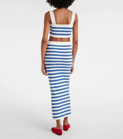 Posse Womens Blue Stripe Ari Stripe Knitted Crop Top In Blue