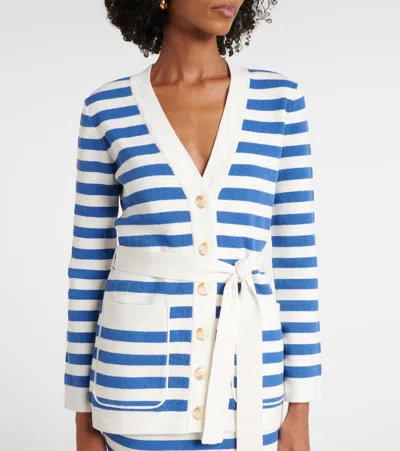 Posse Womens Blue Stripe Ari Stripe Knitted Cardigan Xs In Blue