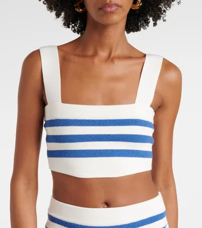 Posse Womens Blue Stripe Ari Stripe Knitted Crop Top In Blue