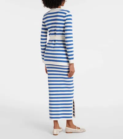 Posse Womens Blue Stripe Ari Stripe Knitted Cardigan Xs In Blue
