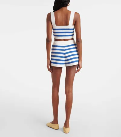 Posse Ari High-rise Striped Shorts In Blue