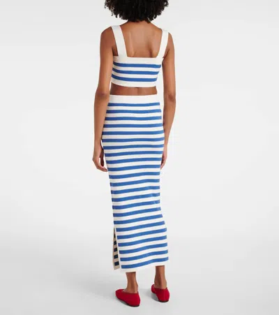 Posse Womens Blue Stripe Ari Stripe Knitted Maxi Skirt Xs In Blue