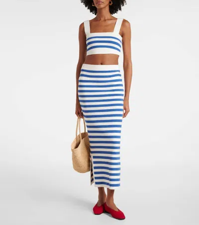 Posse Womens Blue Stripe Ari Stripe Knitted Maxi Skirt Xs In Blue
