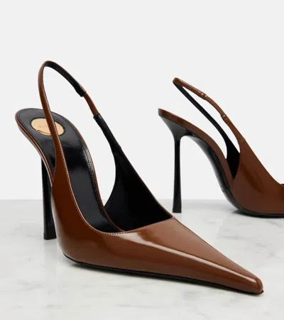 Saint Laurent Vendome Slingback Pumps In Glazed Leather