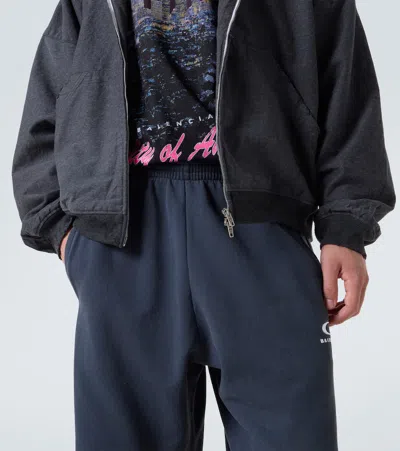 Balenciaga Men Blue Loop Sports Icon Baggy Sweatpants In Blue