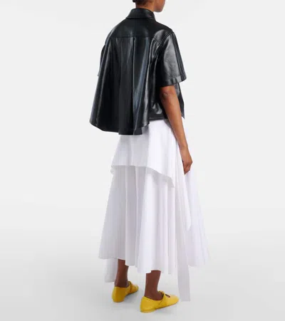 Loewe Anagram Leather Bowling Shirt In Black
