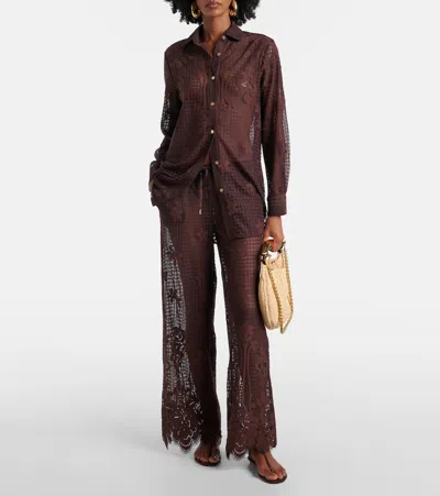 Melissa Odabash Etta Cotton-blend Lace Wide-leg Pants