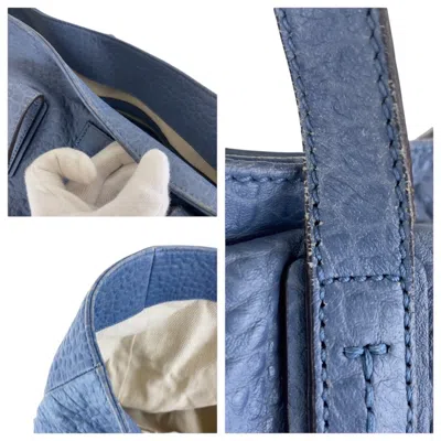 Pre-owned Gucci Blue Navy Leather Shoulder Bag Tote Bag ()