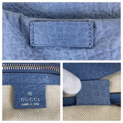 Pre-owned Gucci Blue Navy Leather Shoulder Bag Tote Bag ()
