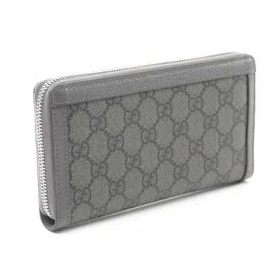 Pre-owned Gucci Gray Gg Supreme Leather Long Wallet (bi-fold) ()