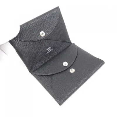 Pre-owned Hermes Black Chevre Leather Coin Purse/coin Case ()