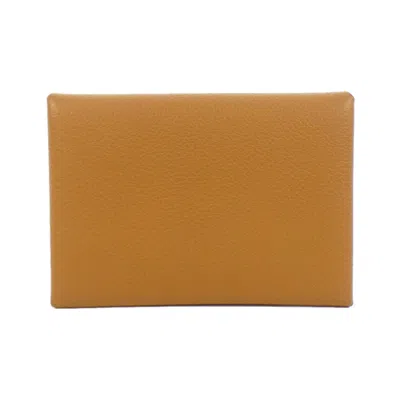 Pre-owned Hermes Caramel Evercalf Leather Coin Purse/coin Case ()