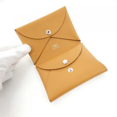 Pre-owned Hermes Caramel Evercalf Leather Coin Purse/coin Case ()