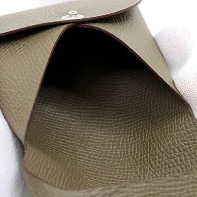 Pre-owned Hermes Etoupe Gray Epsom Leather Coin Purse/coin Case ()