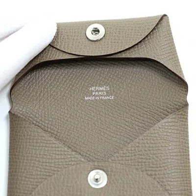 Pre-owned Hermes Etoupe Gray Epsom Leather Coin Purse/coin Case ()