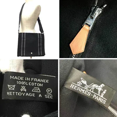 Pre-owned Hermes Fourre Tout Black Canvas Messenger Bag Shoulder Bag ()