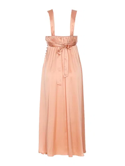 Chloé Sleeveless Shirred Silk Satin Midi Dress