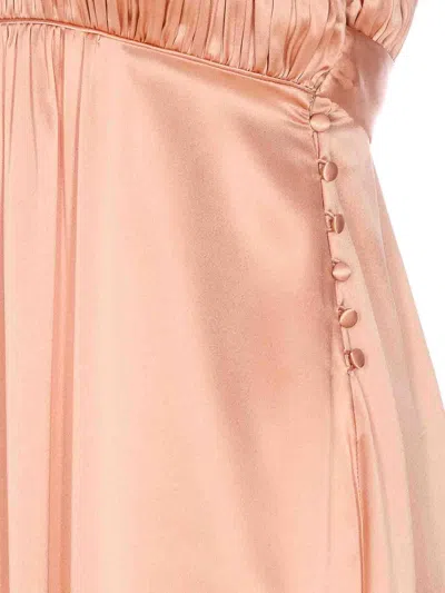 Chloé Sleeveless Shirred Silk Satin Midi Dress
