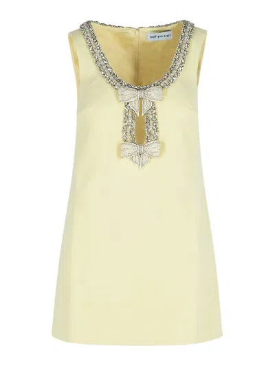 Self-portrait Bow Yellow Polyester Dress