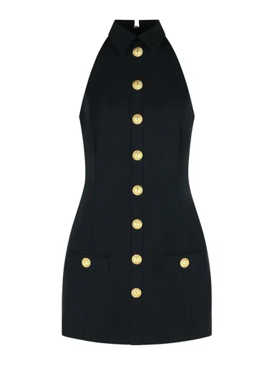 Balmain Black Virgin Wool Short Dress