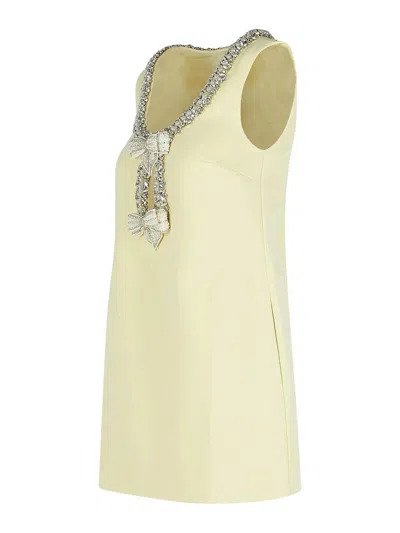 Self-portrait Bow Yellow Polyester Dress