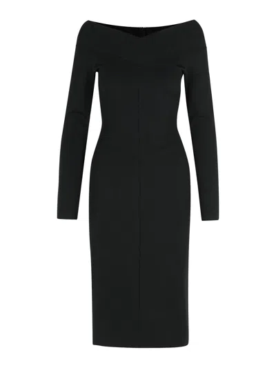 Stella Mccartney Fitted Off-the-shoulder Midi Dress In Black