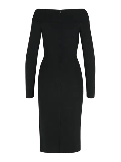 Stella Mccartney Fitted Off-the-shoulder Midi Dress In Black