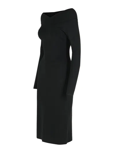 Stella Mccartney Fitted Off-the-shoulder Midi Dress In Black