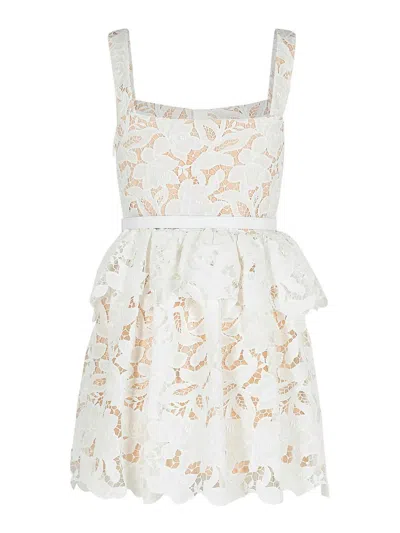 Self-portrait Self Portrait 'lace' Dress In White Polyamide Blend Women In White