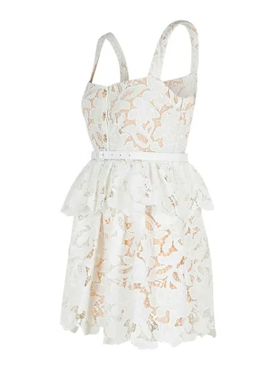 Self-portrait Self Portrait 'lace' Dress In White Polyamide Blend Women In White