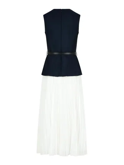 Self-portrait Womens Pleated Sleeveless Woven Midi Dress Blue In Blue