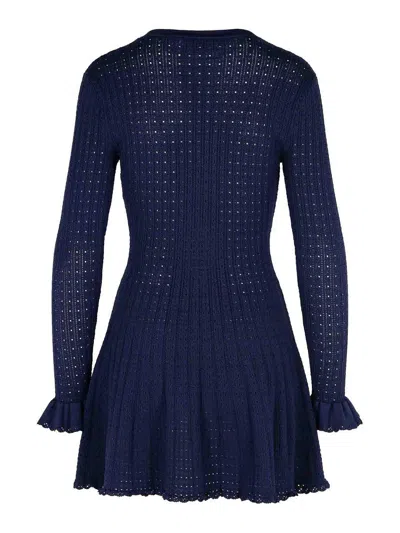 Self-portrait Self Portrait Women Perforated Knit Short Dress With Removable Lace Brooch
