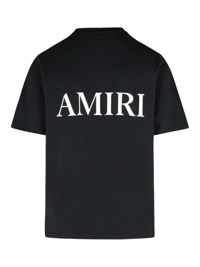 Amiri Black Crewneck T-shirt With Logo Print On The Front And Logo Lettering On The Rear In Cotton Man
