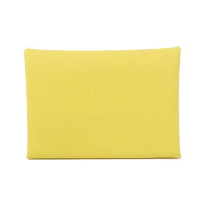 Pre-owned Hermes Jaune Yellow Epsom Leather Coin Purse/coin Case ()