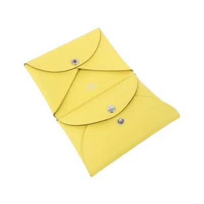 Pre-owned Hermes Jaune Yellow Epsom Leather Coin Purse/coin Case ()